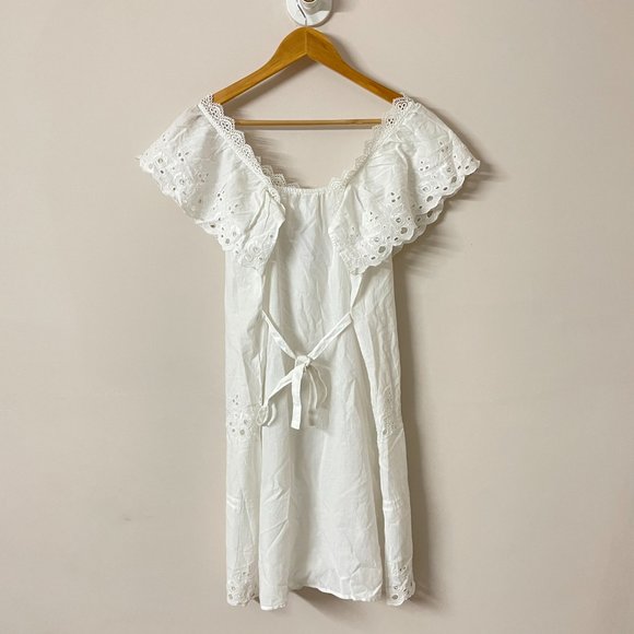 Medium- White Off-shoulder Mini Dress - Picture 4 of 9